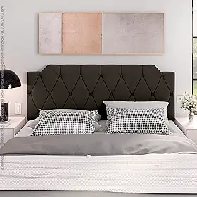 Cabeceira Box Estofada Painel Quarto Queen Suspensa Almofadada (Marrom)