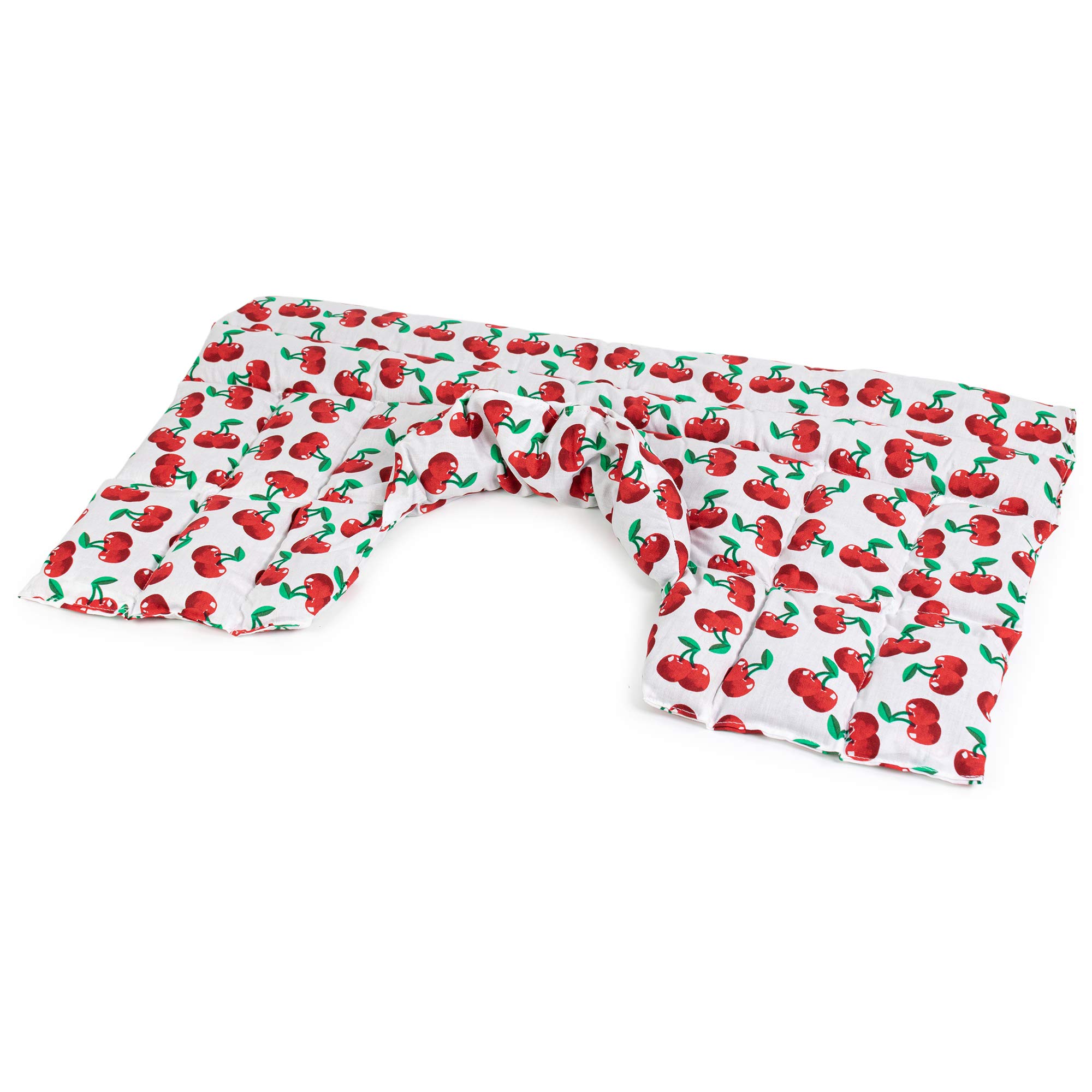 Bio-Dinkelkissen Schulter & Nackenkissen mit Kragen. Wärmekissen Körnerkissen Nackenwärmer für Mikrowelle und Backofen (cherry-white, Bio-Dinkel)