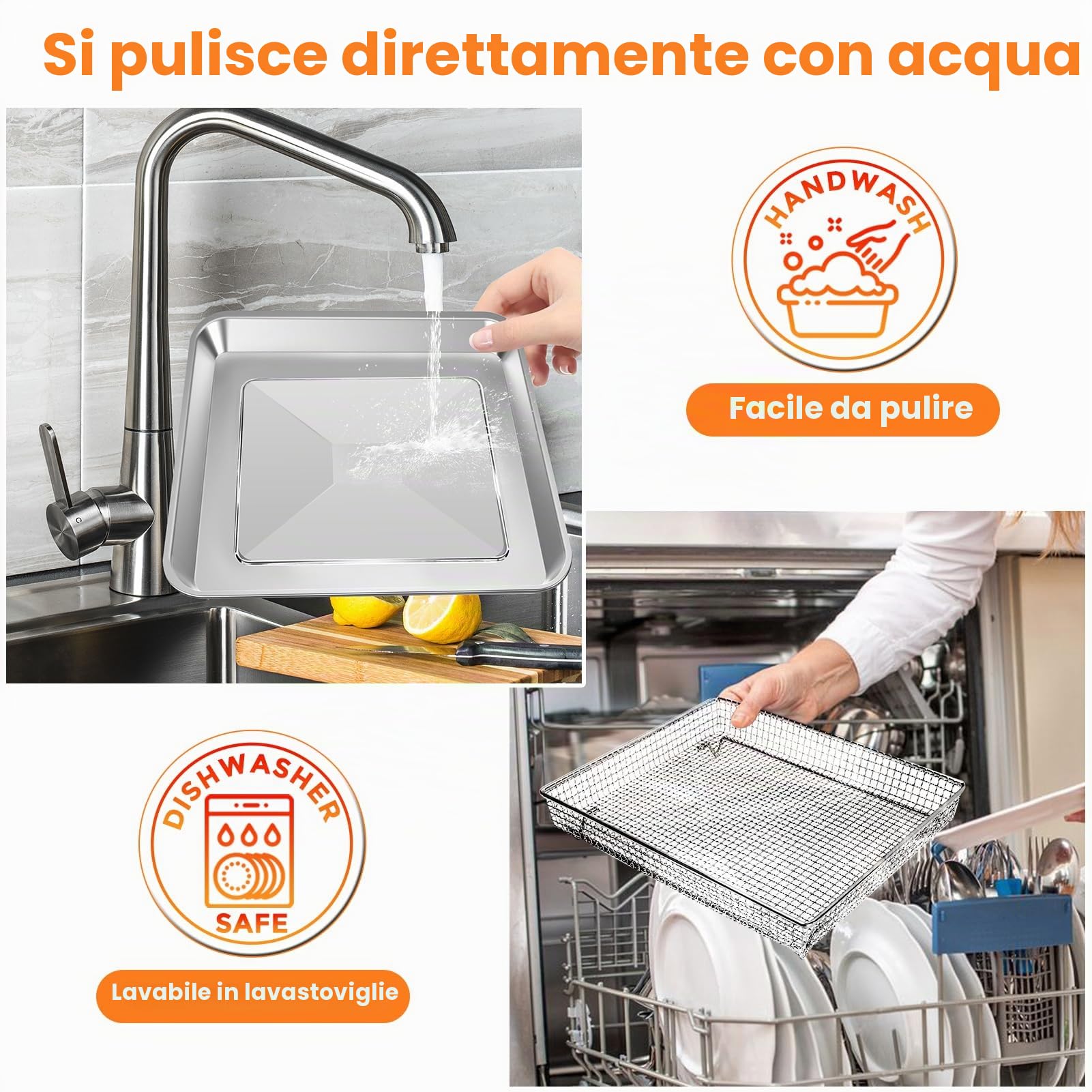 GCQ Cesto in Acciaio Inox per Friggitrice ad Aria, Padella Griglia, Sostituzione per Cuisinart Forno Mini ad Aria 7 in 1 17L TOA-60 65 70, Accessori in Rete, Lavabile in Lavastoviglie