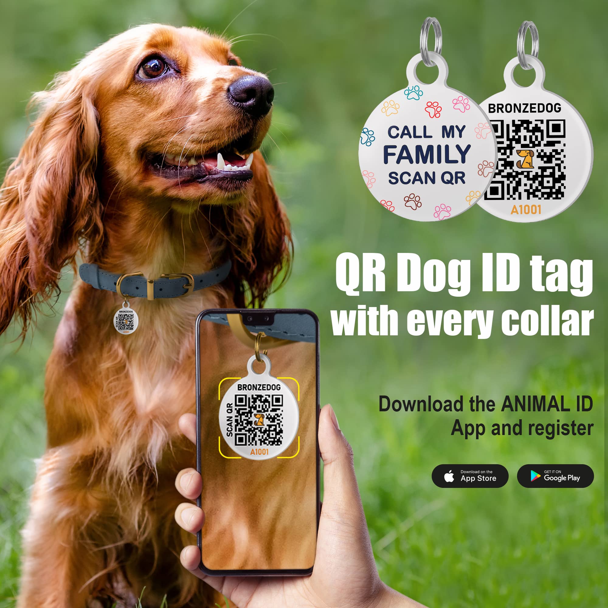 BRONZEDOG Rolled Leather Dog Collar with QR ID Tag Adjustable Soft Round Collars for Small Medium Large Dogs Puppy Cat (Classic Red - Image 4
