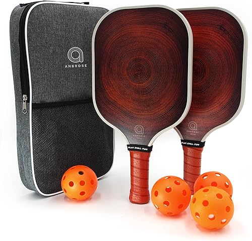 A. Anbrose - Juego de paletas de pickleball  Agarre cómodo  Mango largo  Fibra de vidrio  Núcleo de panal de polipropileno  3 configuraciones, 2