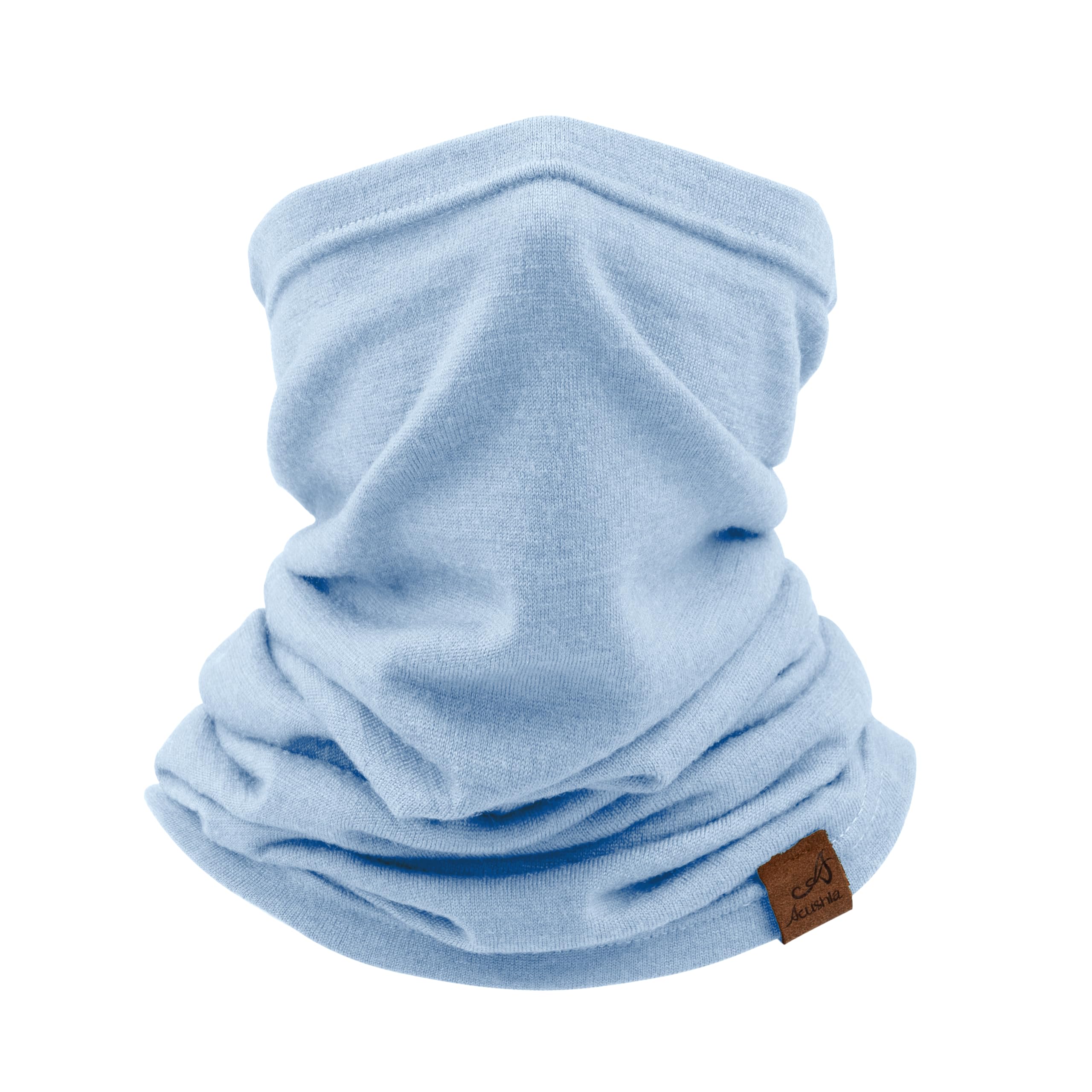 ACUSHLA 100% Merino Wool Neck Gaiter Ski Face Mask Scarf Neck Warmer for Men & Women All Weather (Light Blue 216)