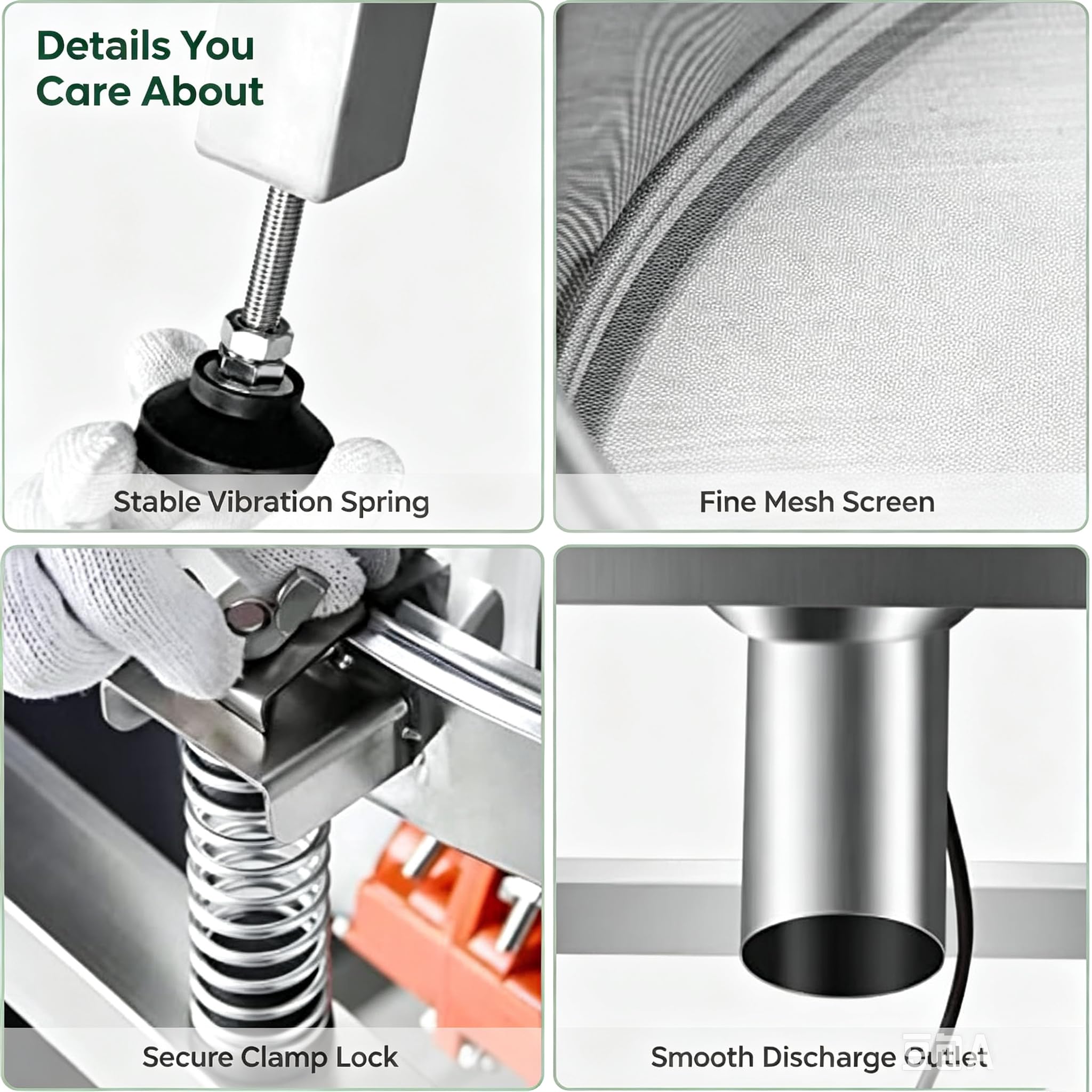 Tamizadora eléctrica de 500 mm de Grado alimentario, tamiz vibratorio automático de 70 W para harina, Herramienta de Cocina con Malla múltiple de Acero Inoxidable 304 para repostería. 150mesh