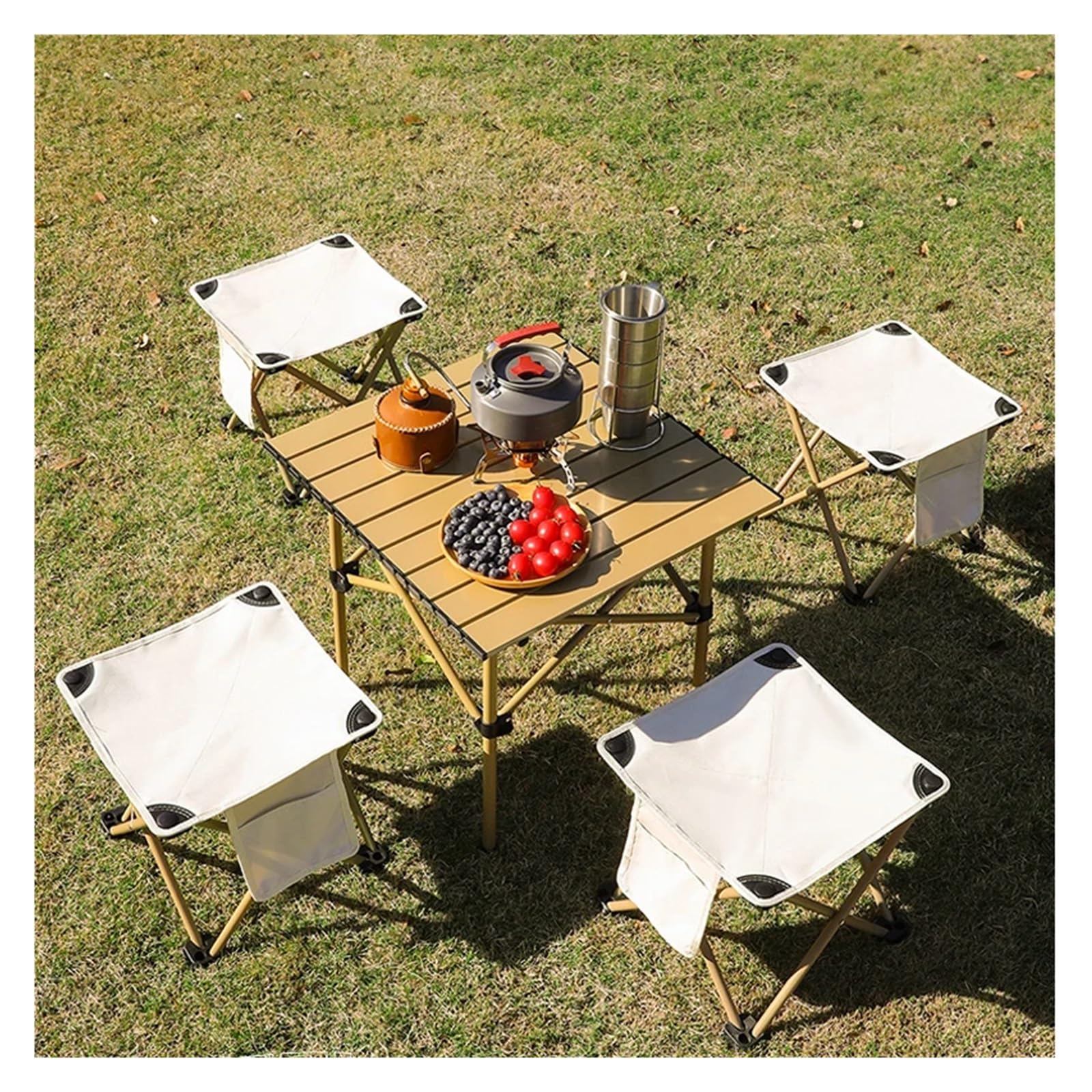 Tabouret de Camping Pliable Portable pour pêche, randonnée, Plage(with Side Pocket)
