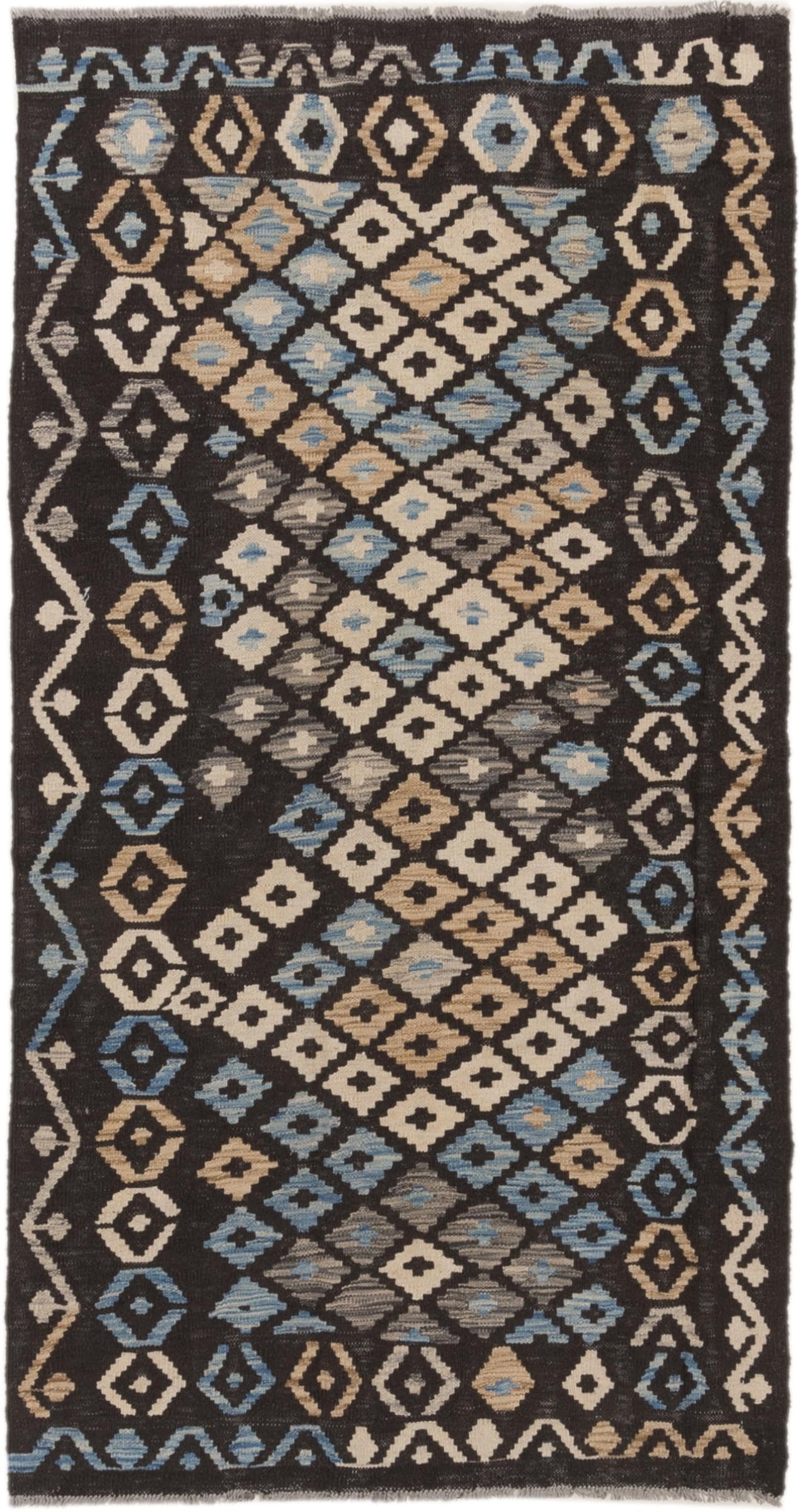 Tapis d'Orient Kilim afghan tissé main en laine premium 103x192 cm