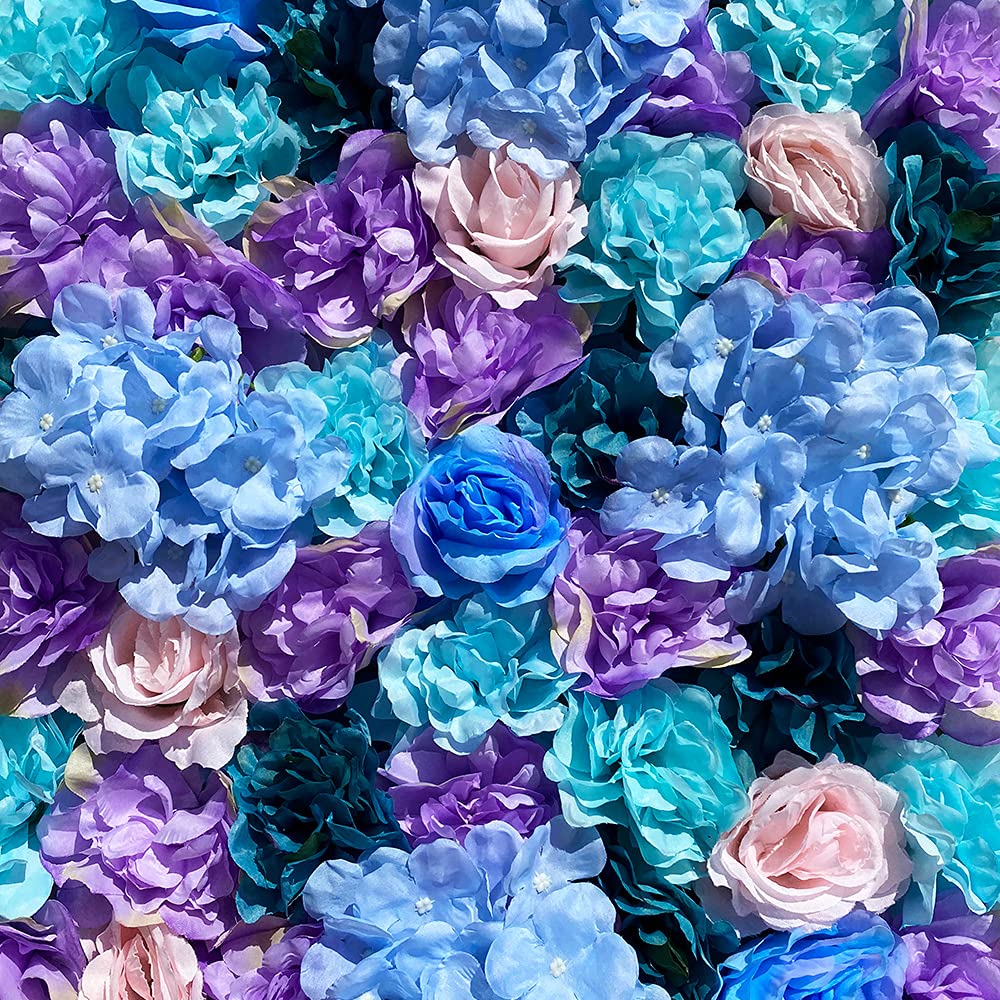 RainWeel Bloemenwand kunstrozenwand kunstbloemen paneel voor tuin bruiloft decoratie lila 60 x 40 cm