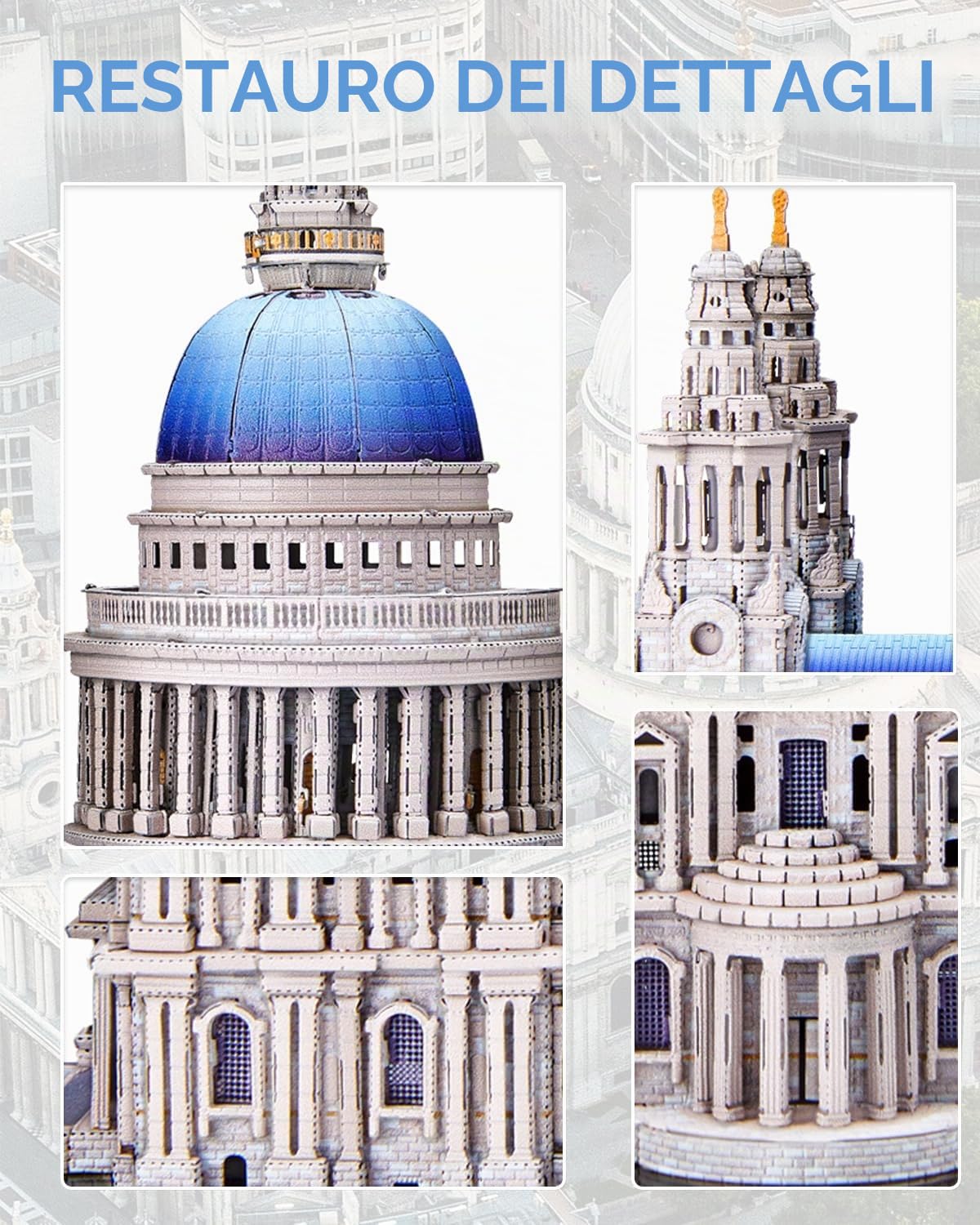 Piececool Puzzle in metallo 3D Cattedrale di San Paolo, Classica Architettura Generazione 3D Puzzle Modellino Adulto Puzzle 3D per Acciaio Inossidabile, Metallo, Regalo, Memoria, Collezione, 639 Pezzi