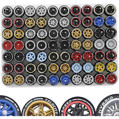 1/64 Wheels Mixed/Random Real Riders Wheels Rims Tires Set for 10 Cars 1/64 Scale (01)