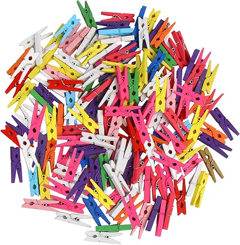 Miniatura 7 de KIMOBER 100 pinzas de madera para ropa, pinzas de colores mixtos para fotos, fotos, papel, manualidades, 1.37 pulgadas