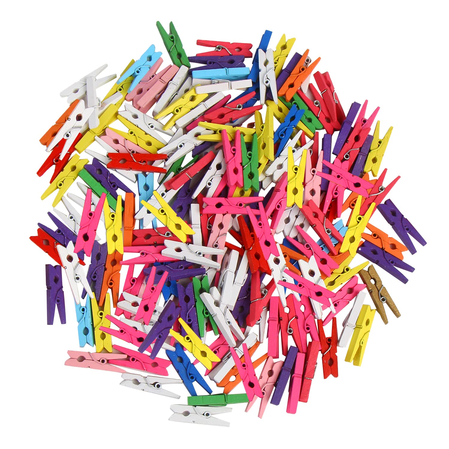 KIMOBER 1.18Inch Wooden Clothespins,Mini Mixed Colored Craft Wood Pins Pegs Clips for Hanging Photos,Paper Crafts,100PCS