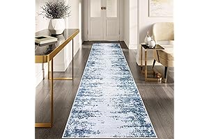 Lahome 3x10 Abstract Runner Rug: Washable Blue Haven