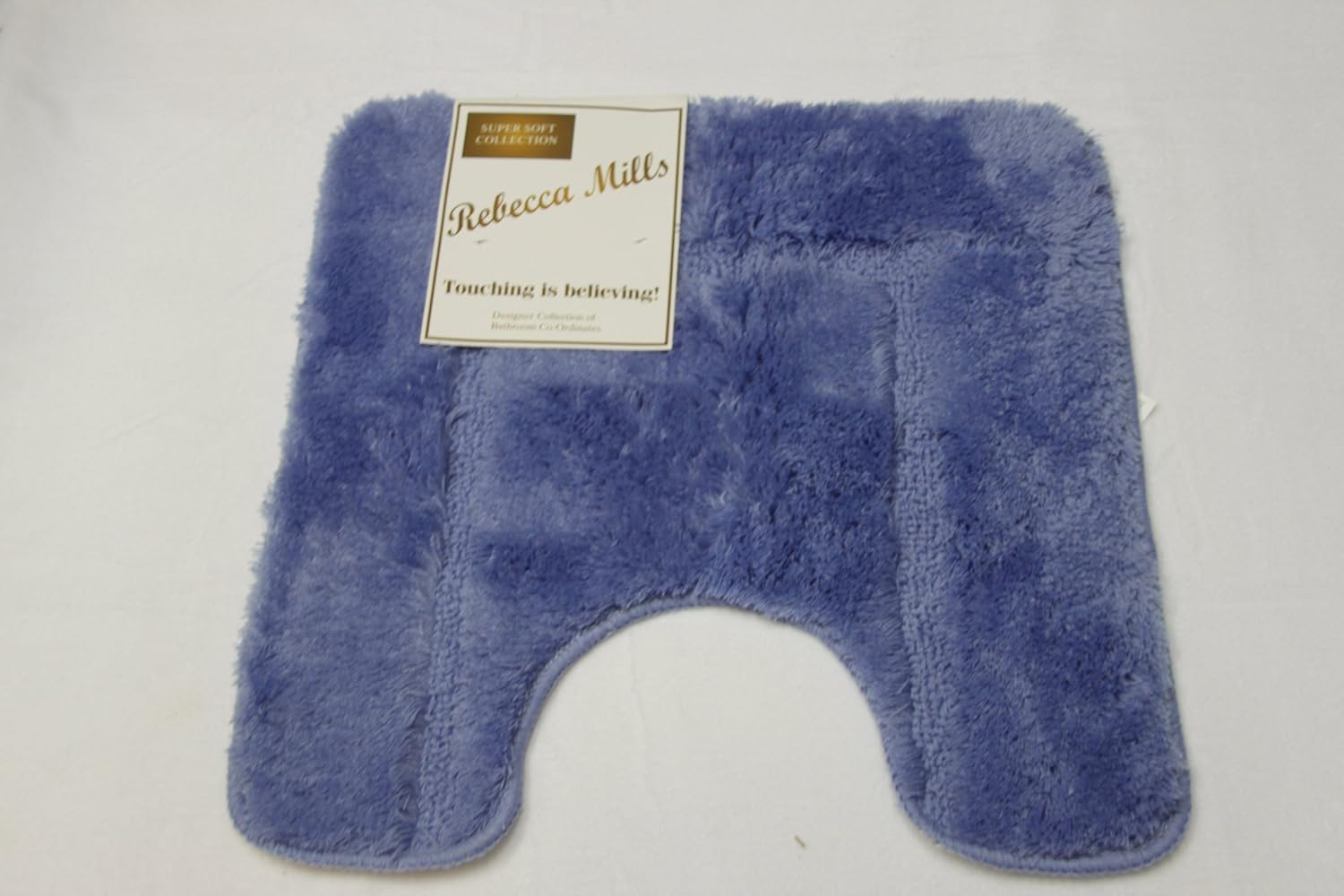 Blue Pedestal Mat Luxury Long Pile Non Slip Bathroom Mat