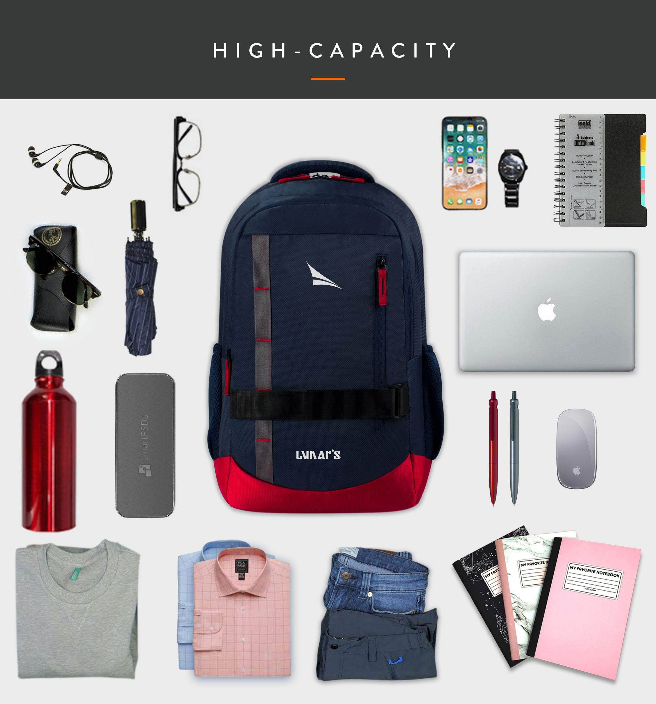 Lunar's Bingo - 48 L Laptop Bag | School bag for boys | Laptop bag 15.6 inch | Water Resistant Laptop Backpack | College bag | Office backpack for men | Travel backpack with 1 Year Warranty 3