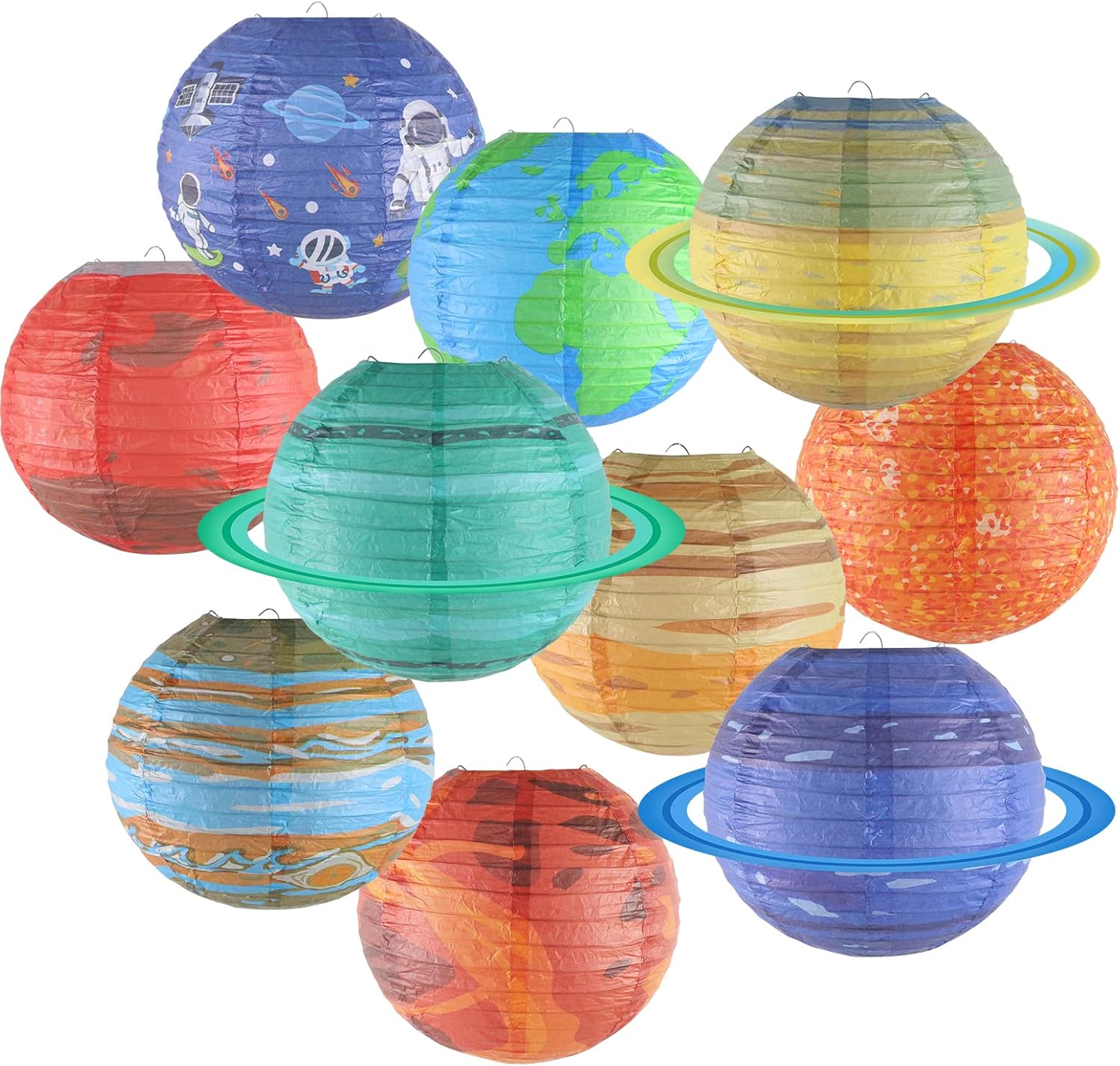 zilue Space Party Decorations, Space Paper Lanterns 10inch Round Solar System