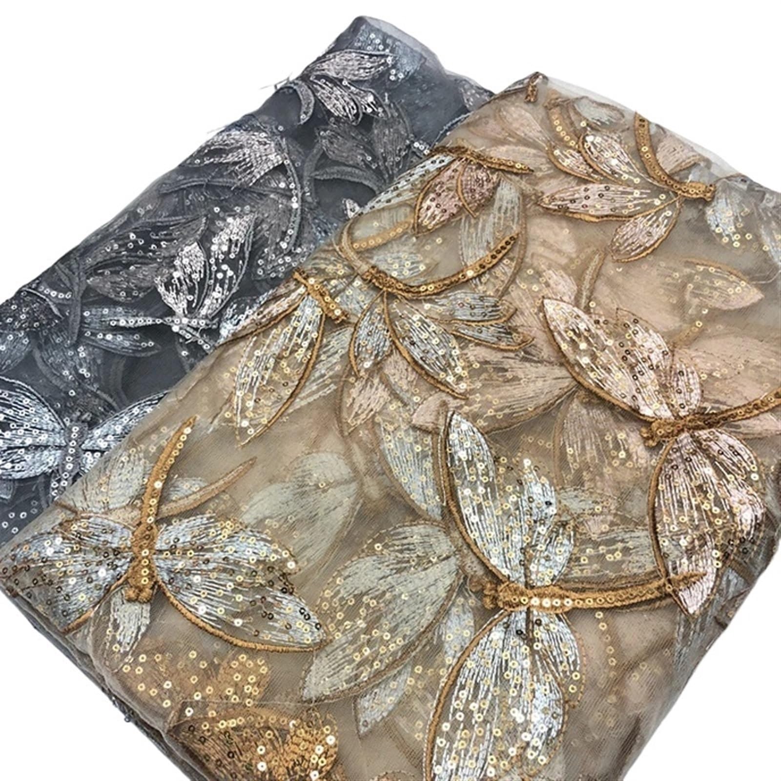 Tela de encaje brillante con lentejuelas para vestidos de novia DIY