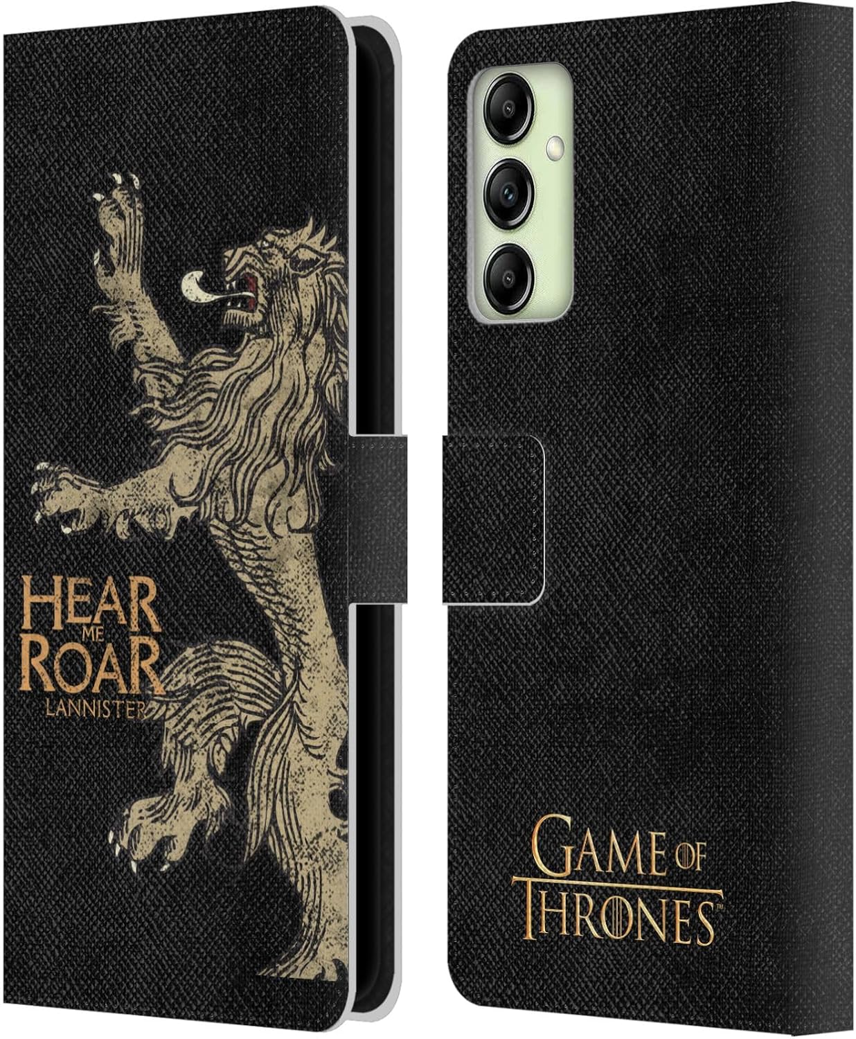 Head Case Designs Officially Licensed HBO Game of Thrones Lannister House Mottos Leather Wallet Case Compatible with Samsung Galaxy A14 5G