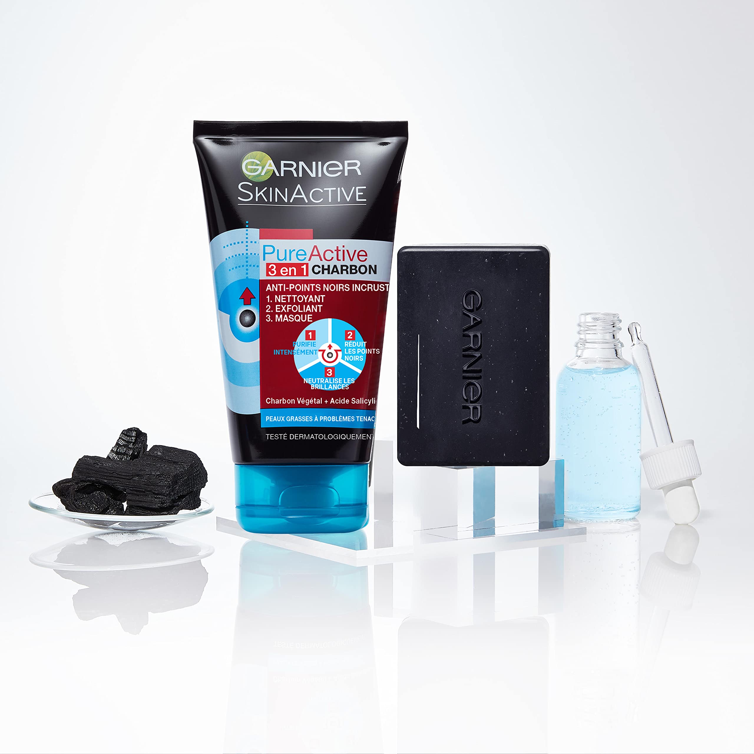 Garnier Pure Active - Nettoyant Solide - Au Charbon et à l'Acide Salicylique - Anti-Imperfections - 100g