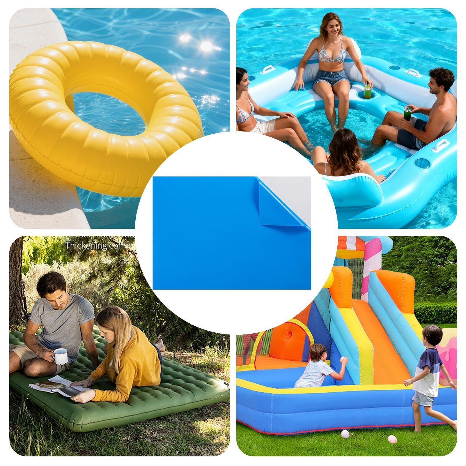Toppa per materasso ad aria, 125 cm x 85 cm, resistente e gonfiabile, grande foglio di tenuta impermeabile, foglio autoadesivo in vinile PVC per vasche idromassaggio, forature, tendoni