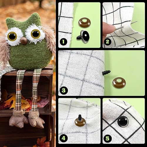 Miniatura 4 de TOAOB - Juego de 140 ojos de seguridad para ganchillo de colores surtidos para manualidades, ojos de muñeca de 0.394 in a 0.709 in, juego de ojos de