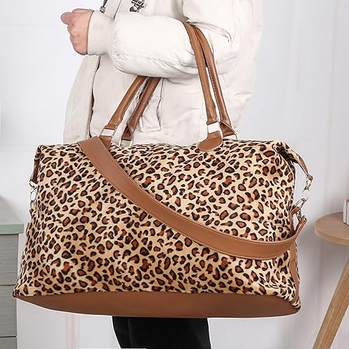 Miniatura 7 de Bolsa de fin de semana, bolsa de lona para mujer, bolsa de viaje grande, bolsas de fin de semana para la noche con correa para el hombro, vaca