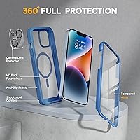 Vista 4 de Miracase Funda magnética para iPhone 14 de 6.1 pulgadas, protector de pantalla de vidrio templado integrado + protector de lente, compatible