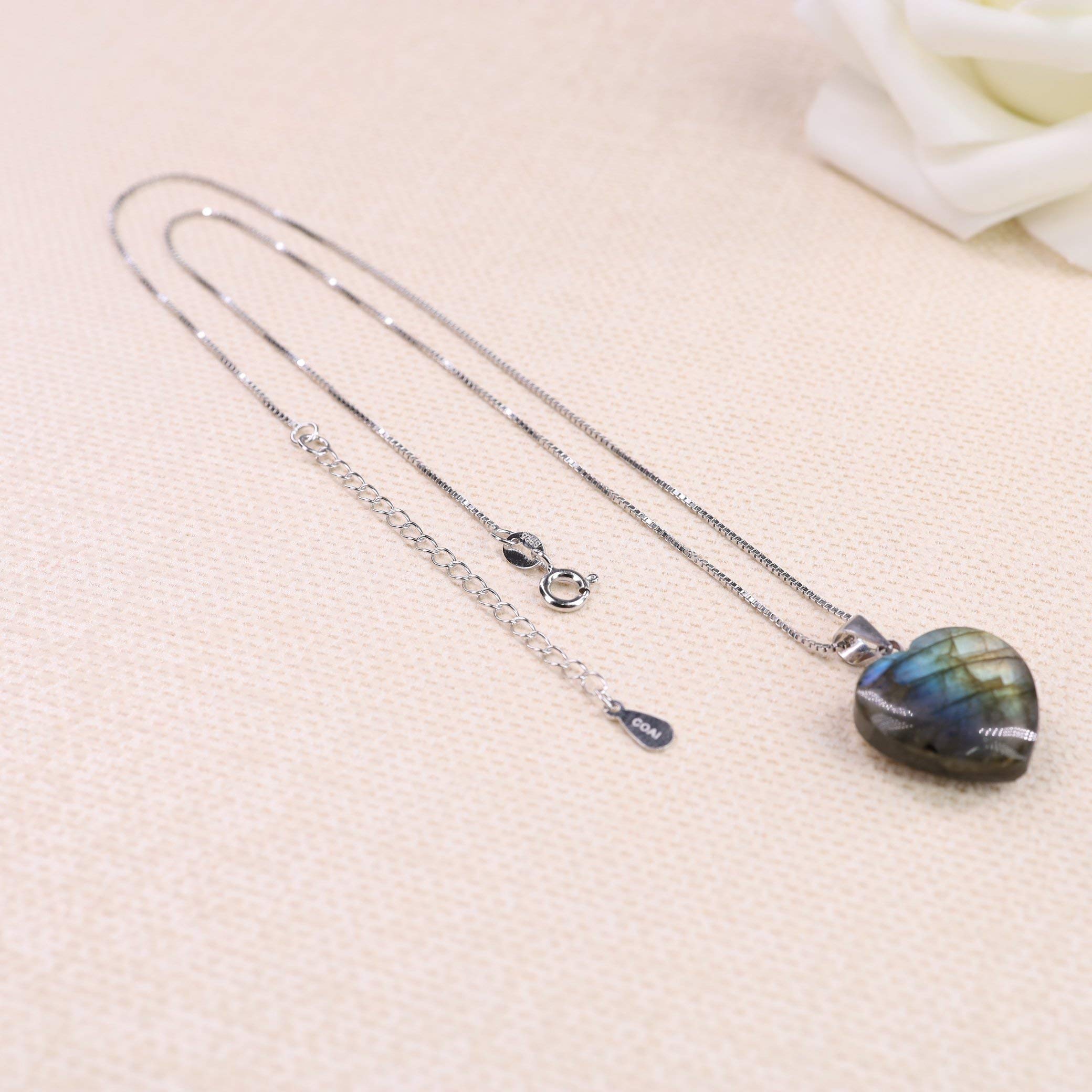 coai Collana da Donna in Argento 925 con Ciondolo Cuore in Pietre Naturali