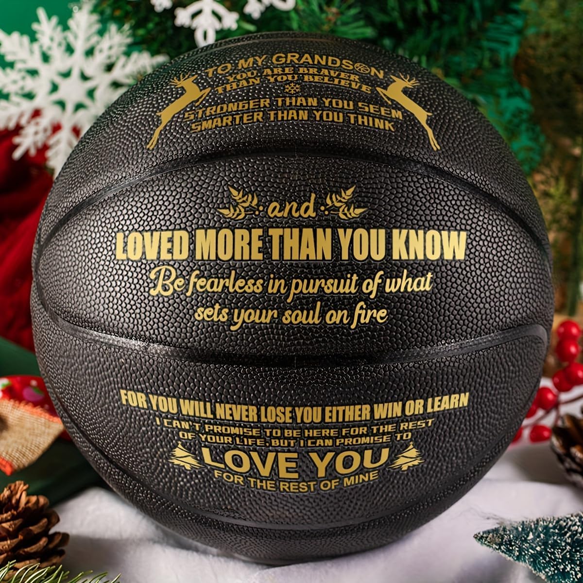 Carving Basketball for Grandchildren, Sports-Loving Grandson Gifts, Custom Birthday Graduation Back to School Gifts for Grandchildren