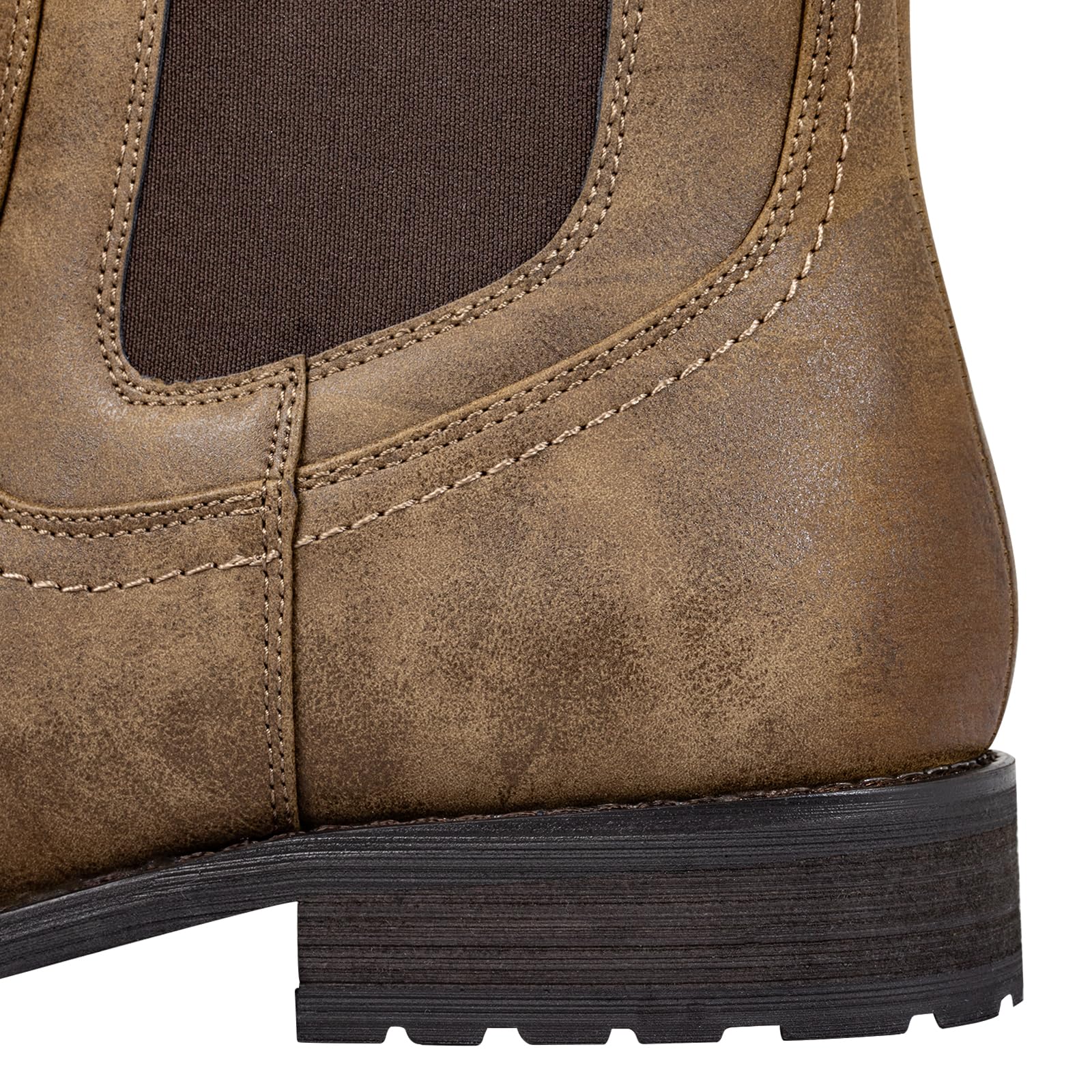 J's.o.l.e Chelsea Boots Cowboystiefel Herren Western Quadratische Schlupf Stiefeletten Elegant Casual Vintage Dress Ankle Boots Braun