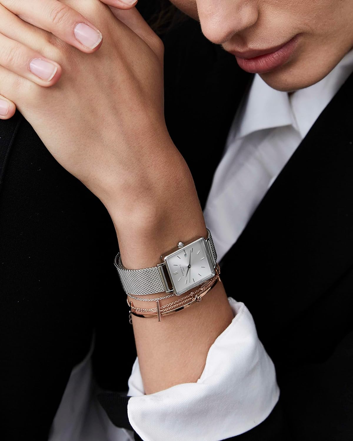 Rosefield Orologio Analogico da Donna The Boxy - Argento - ? 26 x 28 mm Rosefield Orologio Analogico da Donna The Boxy - Argento - ? 26 x 28 mm