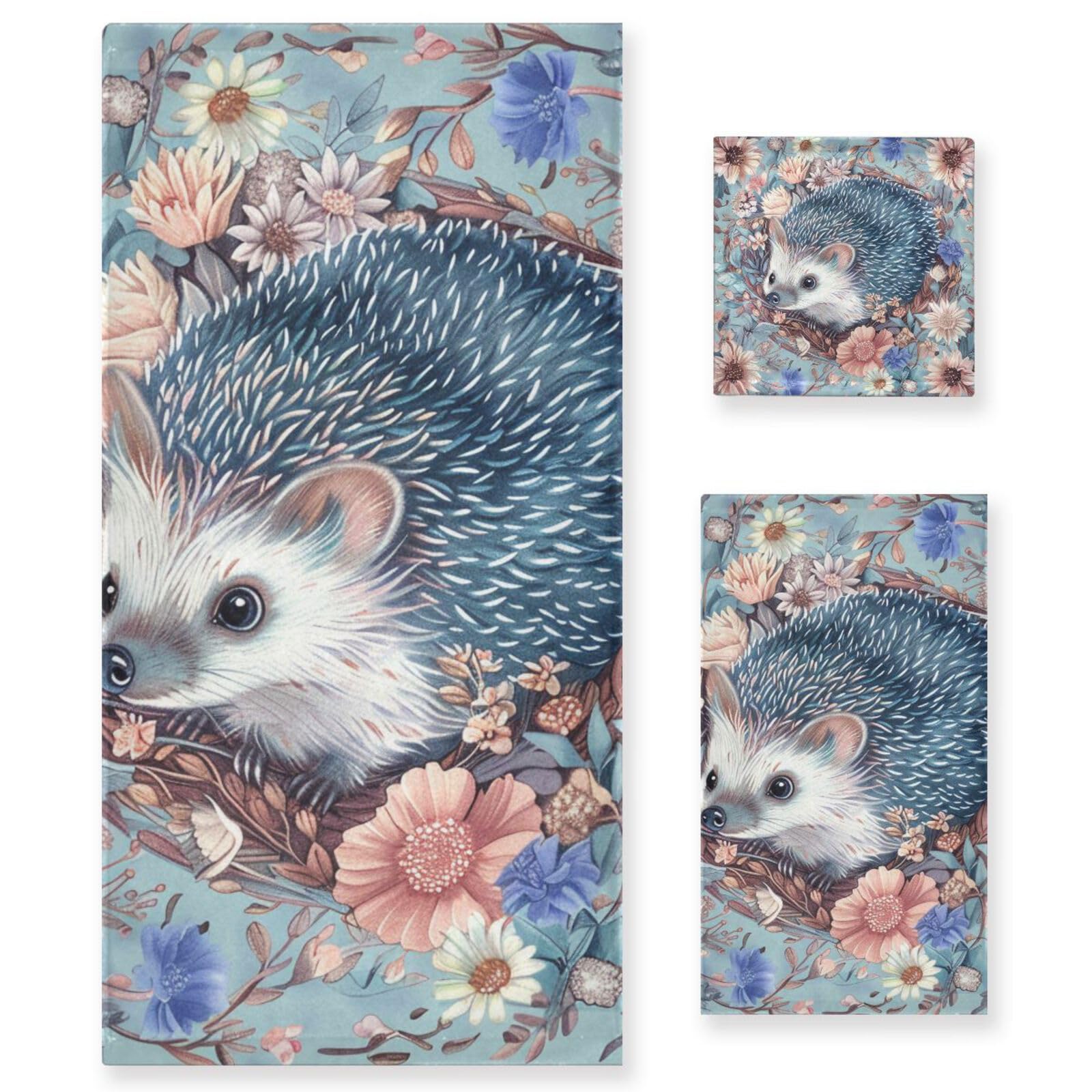 Set di 3 asciugamani morbidi in stile bohémien con fiori e ricci, 1 asciugamano da bagno, 1 asciugamano per le mani, 1 panno per la casa, cucina e famiglia