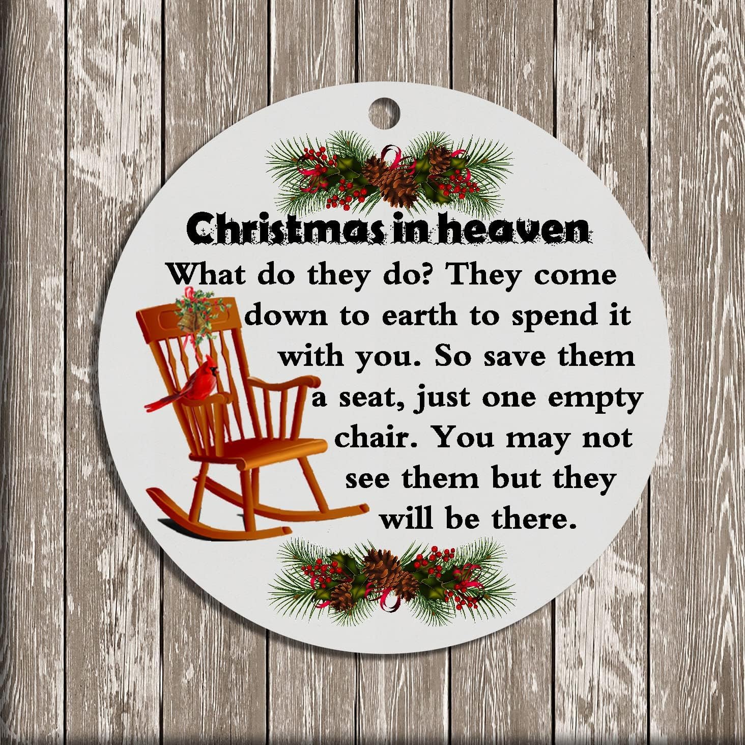 Christmas in Heaven Ornaments Memorial Poem Xmas Tree Hanging decorative Ornament - Image 2