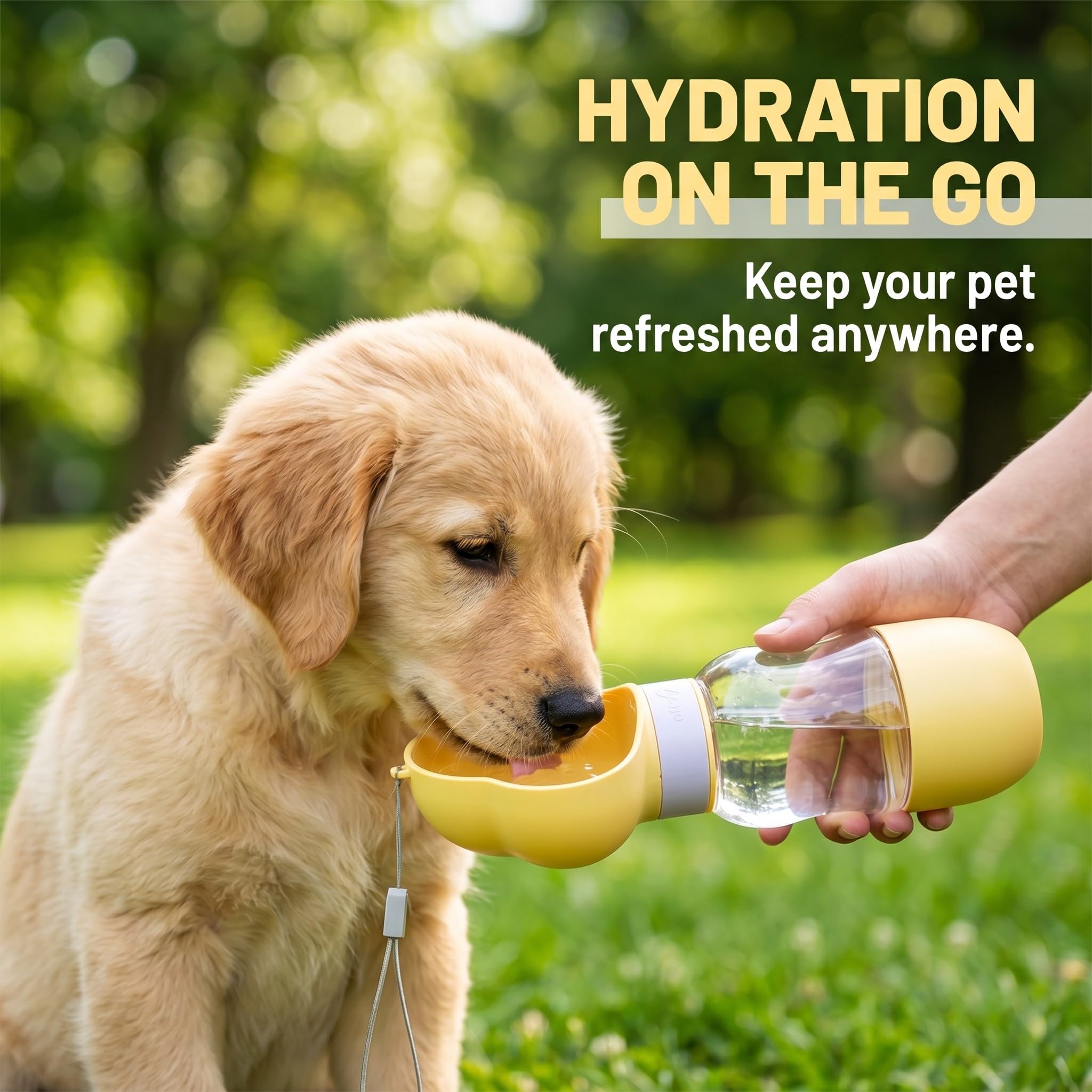 Botella para Mascotas 3 en 1, Botella de Agua para Mascotas, Botella de Viaje para Perros y Gatos, Botella de Agua Portátil, 350ml para Agua y 200ml para Comida