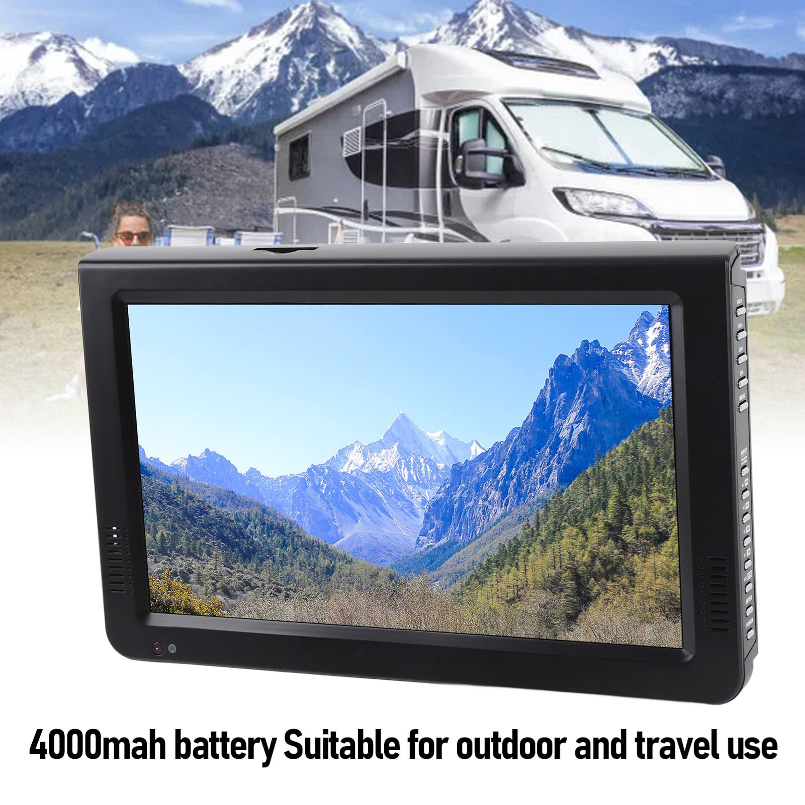 TV Numérique Portable de 10 Pouces, Petit Téléviseur avec Affichage LED HD, Tuner ATV/Numérique, Batterie 4000mAh et Prise en Charge de la Carte USB/SD pour Une Utilisation