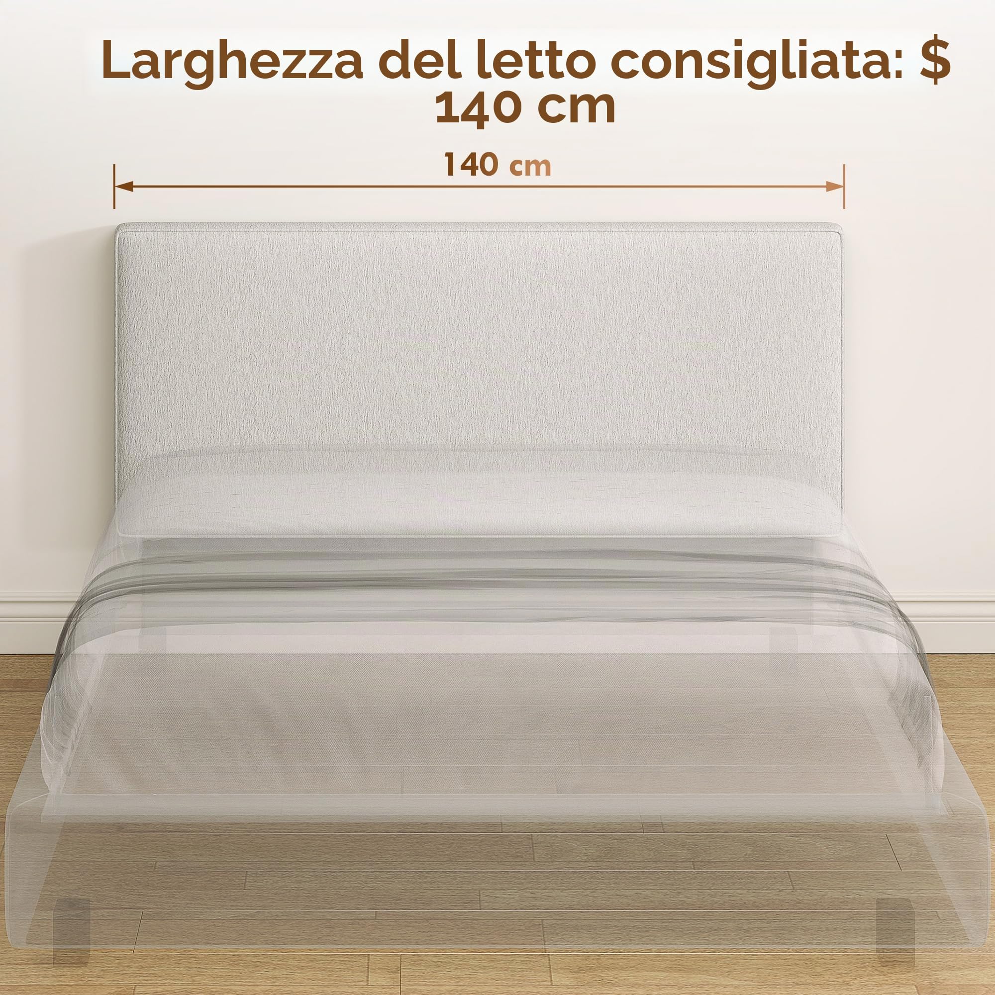 HOMCOM Testiera imbottita da parete in lino 140x60cm, Crema
