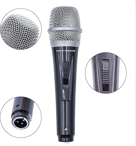 Miniatura 2 de Micrófono de instrumento musical Micrófono dinámico para canto con cable XLR de 12 pies, micrófono portátil para karaoke, discurso, boda, escenario