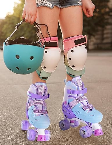 Miniatura 6 de 2PM SPORTS Patines de ruedas para niñas, niños y niños pequeños de 4 a 6, 5 a 8, 6 a 12, 8 a 12 años con ruedas iluminadas, patines ajustables para