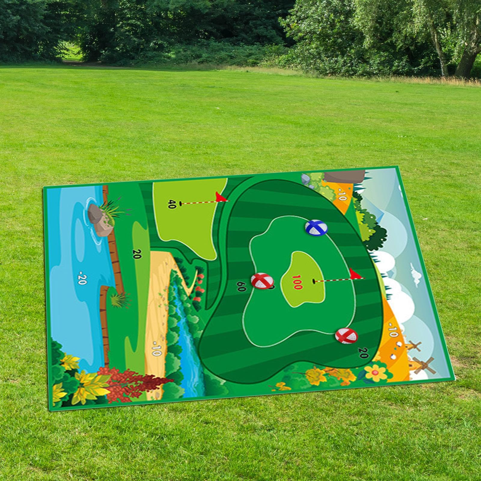 Battle Golf Chipping Game, mata do ćwiczeń dla dzieci, interaktywny zestaw treningowy z putterem i zieloną matą do użytku wewnątrz