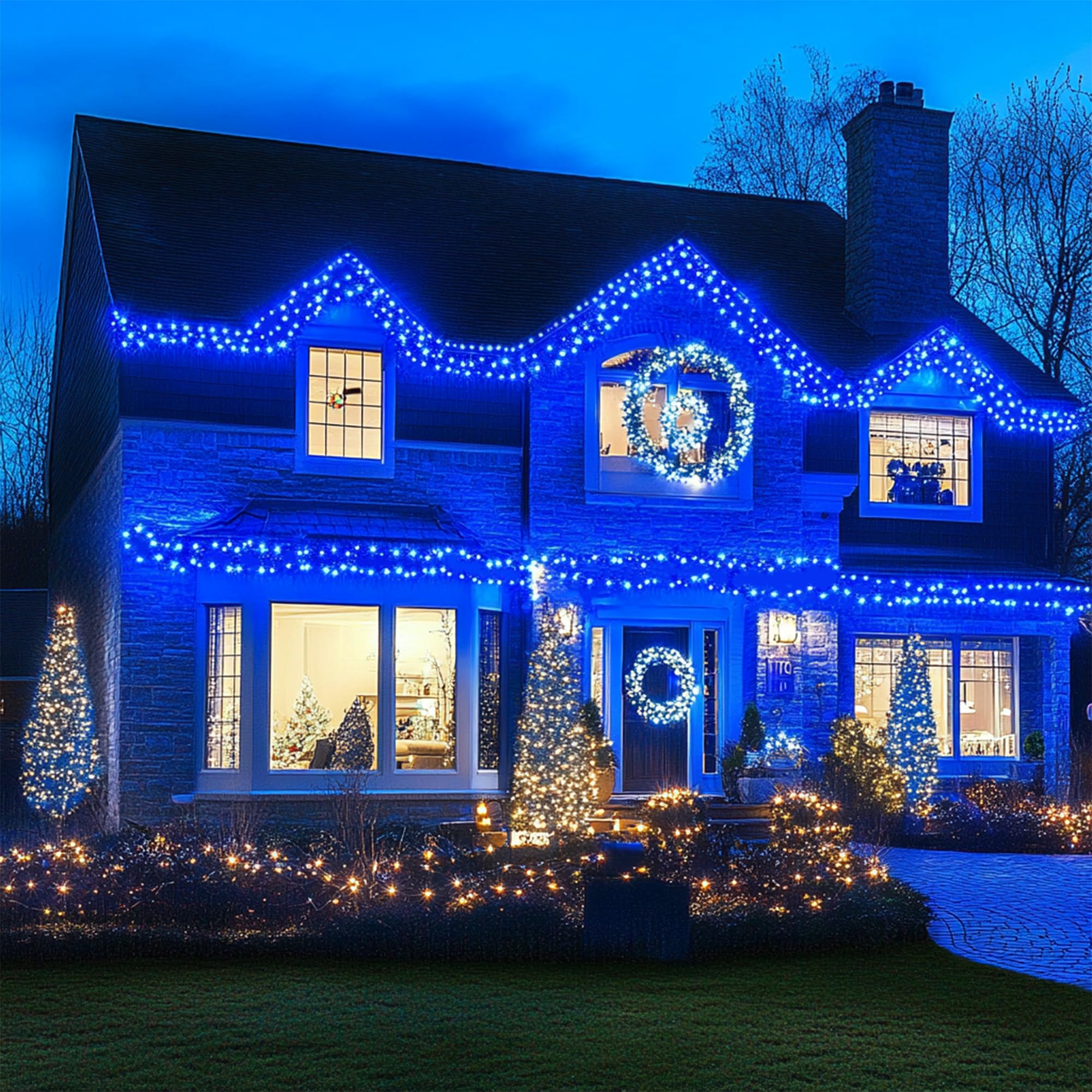 Amazon.com: Kwaiffeo Blue Christmas Lights, 100FT 300LED String