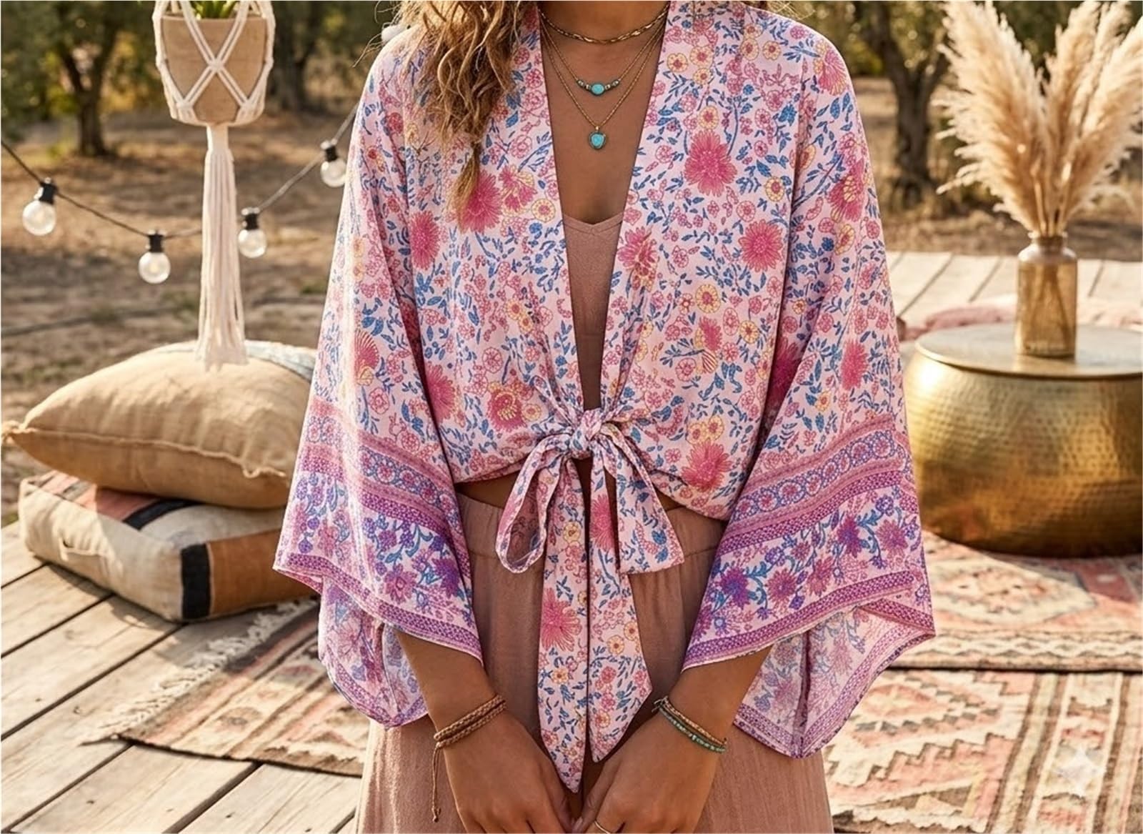 Dziki kwiatowy krótki damski strój kąpielowy okrycie rękawy Rayon Beach Vacation Wear S/M/L/XL