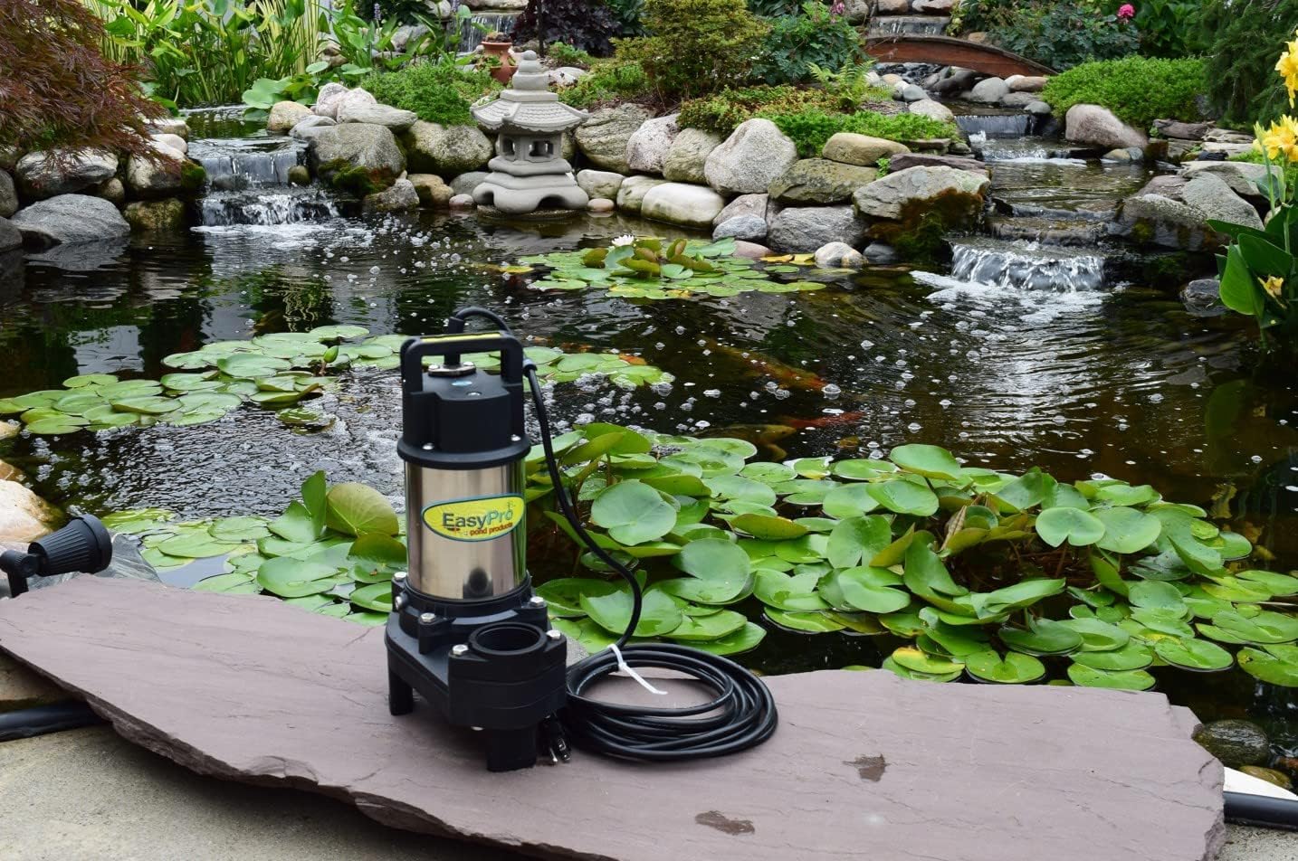EasyPro TH250 Stainless Steel Waterfall and Stream Pump - Energy Efficient, Long Lasting Pump with 2 Year Warranty - 4100 GPH - 115 Volts | 20’ Power Cord