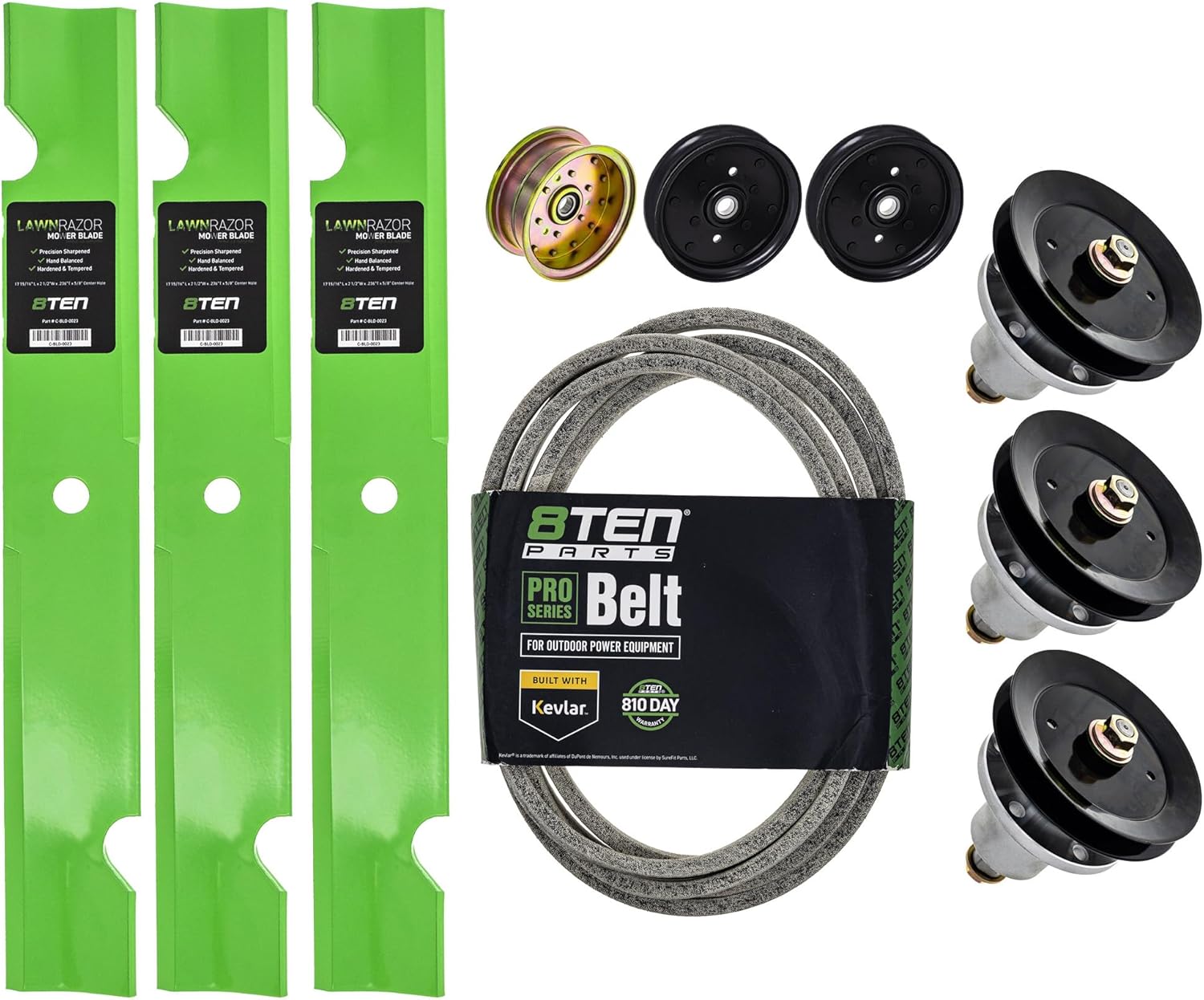 8TEN Blade Spindle Belt Idler Rebuild Kit for Exmark Lazer Z HP 52-Inch 1-654586 103-2518 1-633686 1-653368 1-613098