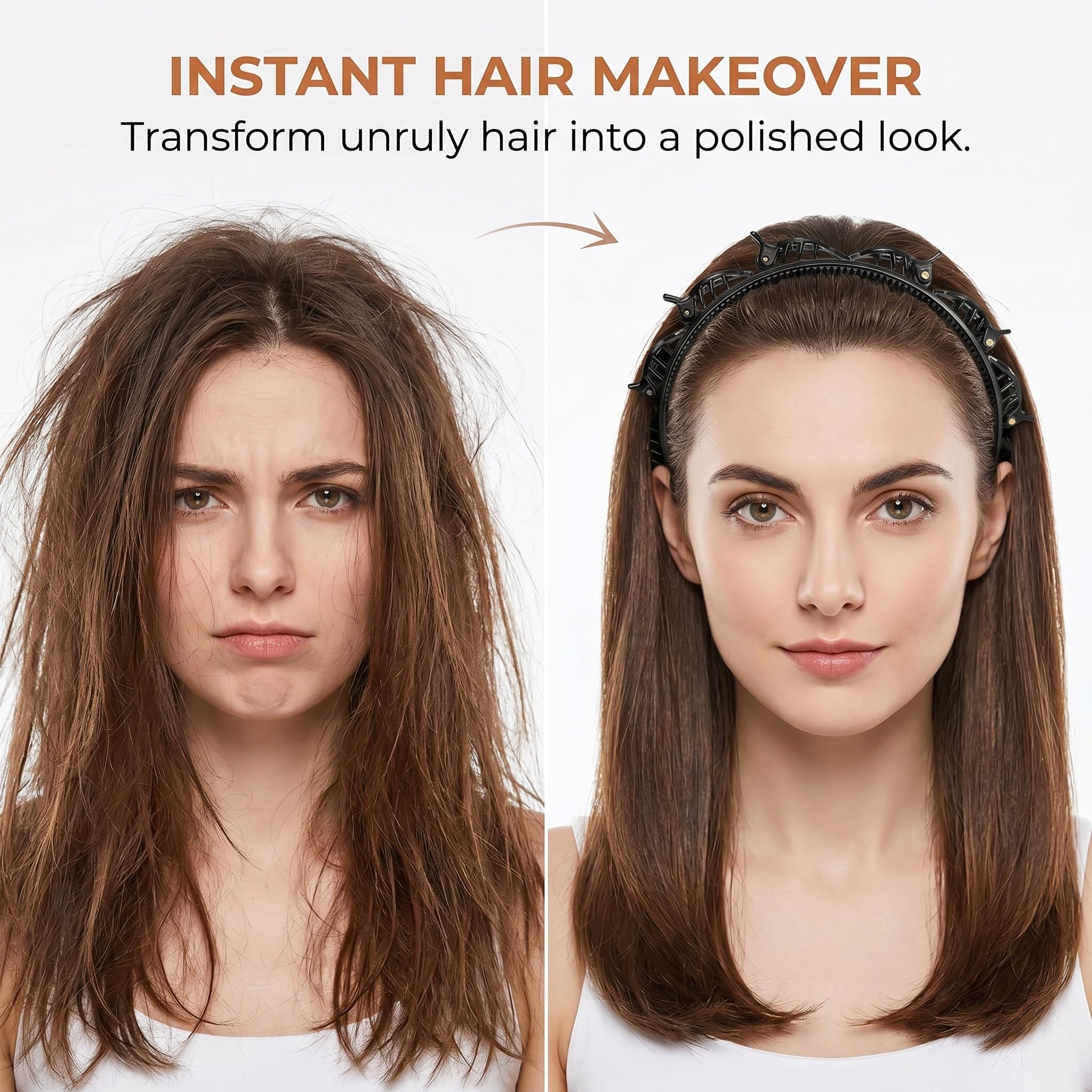 2 Pezzi Cerchietto Con Mollette Incorporate, Cerchietti Per Capelli, Fasce di Plastica per Cerchietto Con Clip