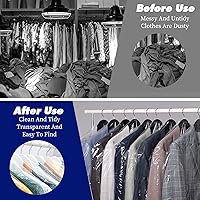 Vista 5 de Paquete de 120 bolsas de limpieza en seco de plástico transparente para colgar ropa, bolsas de limpieza en seco, fundas de ropa, fundas protectoras