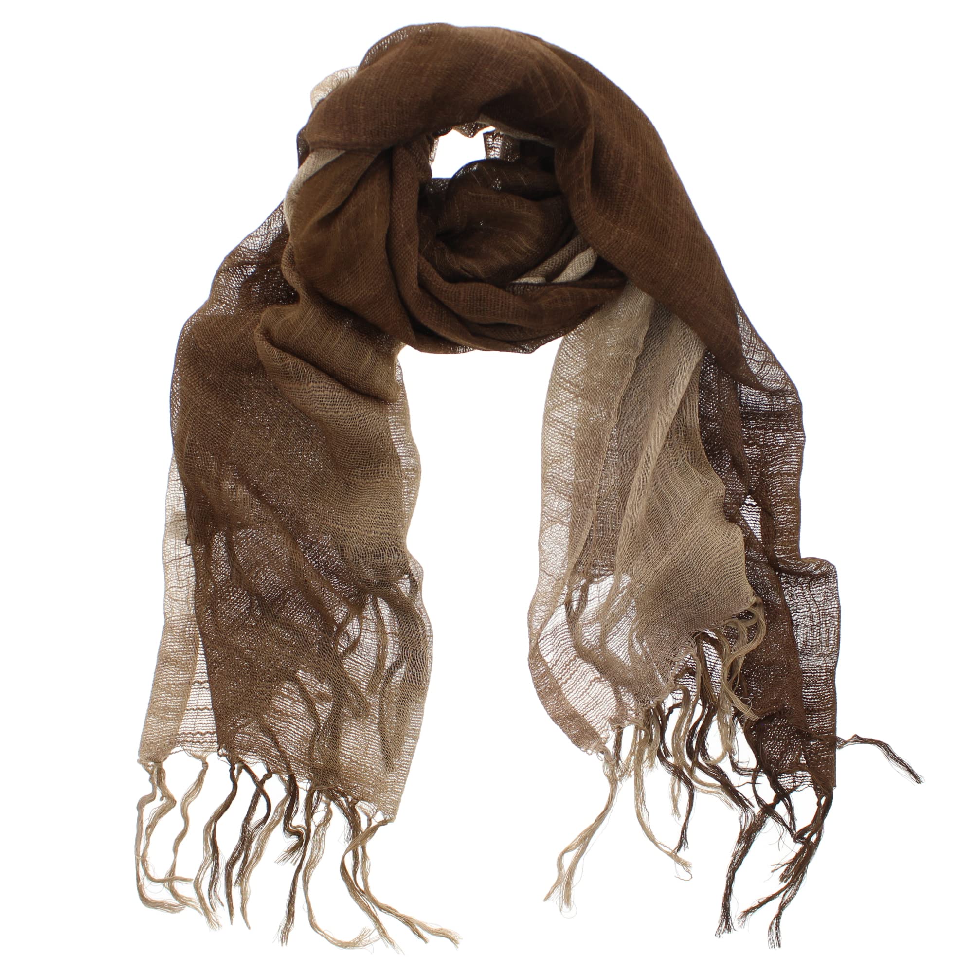 Zac's Alter Ego Women's Brown Lightweight Fashionable Two Tone Colour Linen Scarves