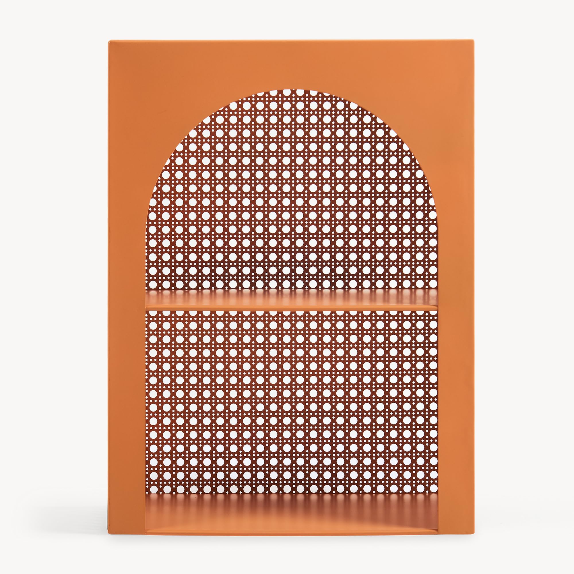 [en.casa] Estantería de Pared Jäller con 2 Compartimentos Abiertos Diseño Arqueado Estante Mural para Salón Dormitorio Entrada Metal 40 x 30 x 13 cm - Naranja