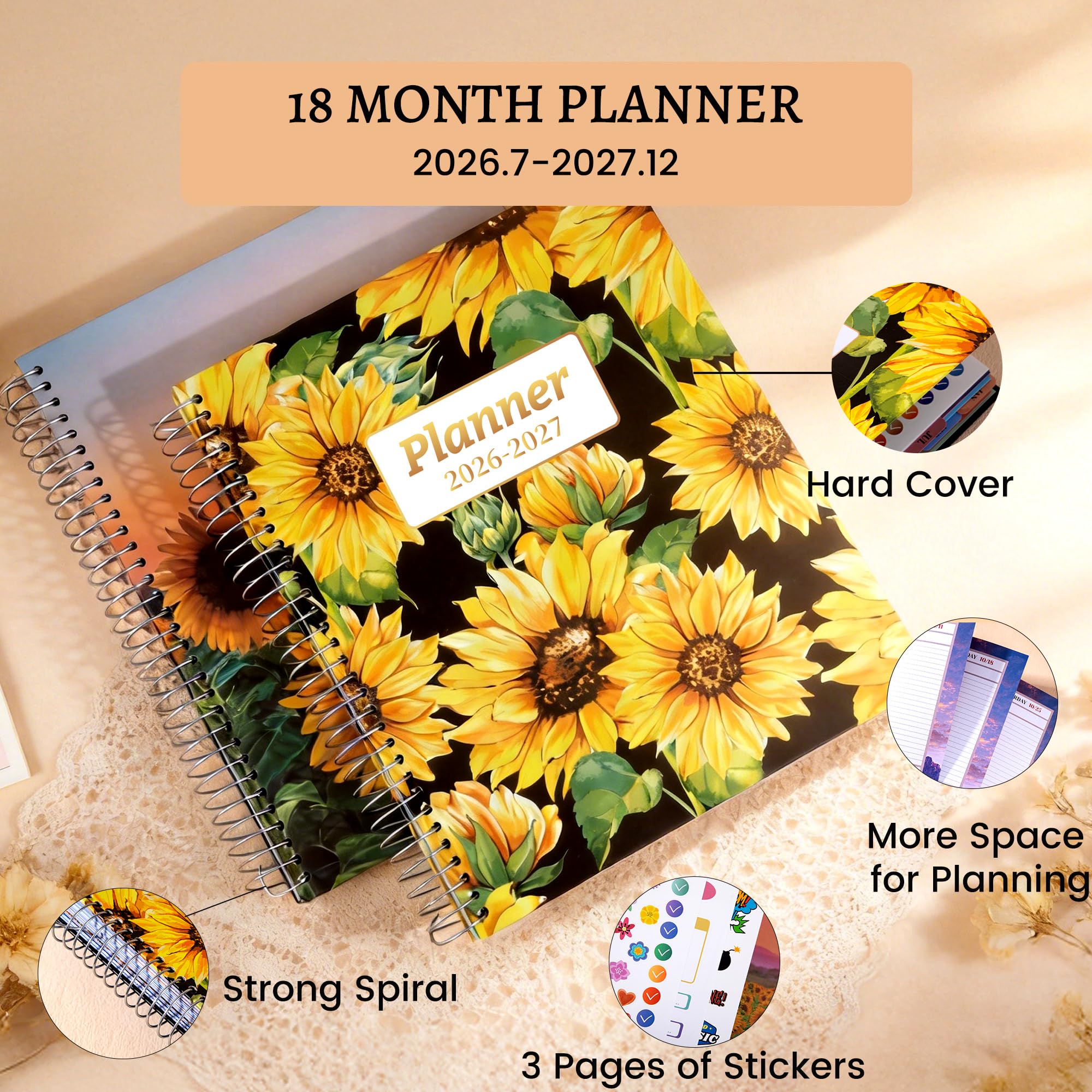 CAGIE Calendrier journalier 2026-2027 semainier mensuel horaire Tournesol
