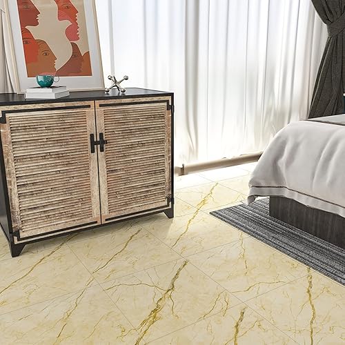 Miniatura 59 de CHICHOME Paquete de 32 azulejos de vinilo impermeables para despegar y pegar, de 12 x 12 pulgadas, autoadhesivos, removibles de mármol gris