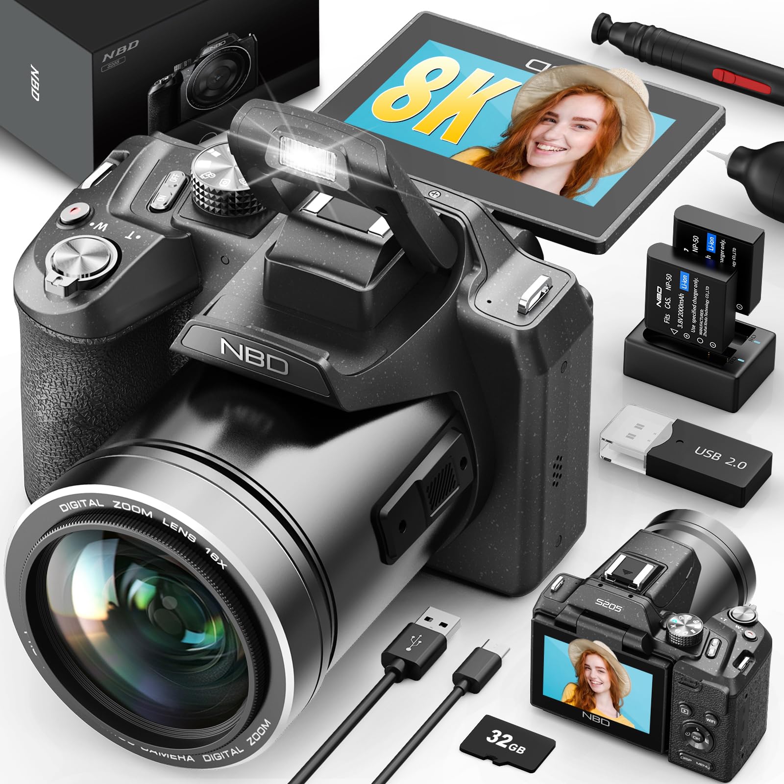 8K 64MP Digital Camera for Photography, Professional Camera(Black) | Autofocus & Anti-Shake,16X Zoom,WiFi,180° Flip Screen,32GB TF Card & 2 Batteries for YouTube Vlogging & Live Streaming-image-34