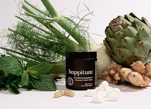 Miniatura 3 de Happitum Suplemento calmante intestinal formulado y recomendado por GI para apoyo a la hinchazón y la digestión, ingredientes naturales