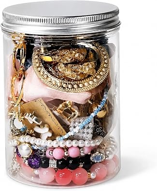 Mystery Jewelry Jar|Mystery Jewelry Jar, 25-Piece Box Assorted Alloy Set with Earrings, Necklaces, Rings & Hair Clips, Gold